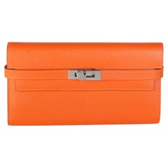 Hermès Orange Epsom Kelly Longue Wallet PHW