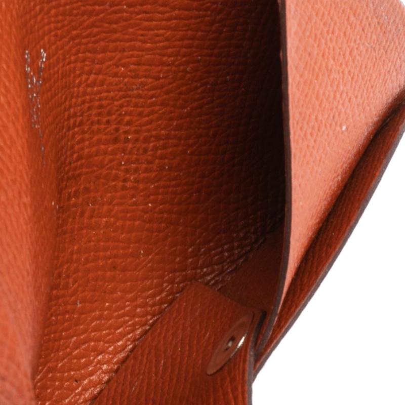 Hermès Orange Epsom Leather Calvi Card Holder For Sale 5