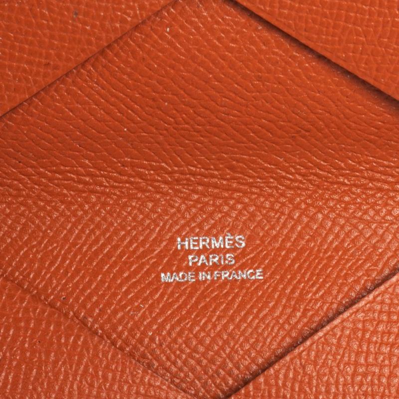 Hermès Orange Epsom Leder Calvi Karteninhaber im Angebot 1