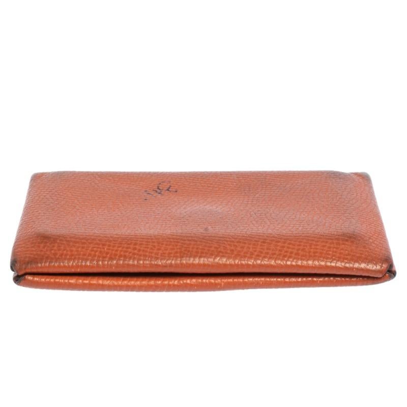 Hermès Orange Epsom Leather Calvi Card Holder In Good Condition For Sale In Dubai, Al Qouz 2