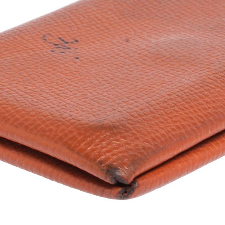 Replica Hermes Calvi Card Holder In Orange Epsom Leather