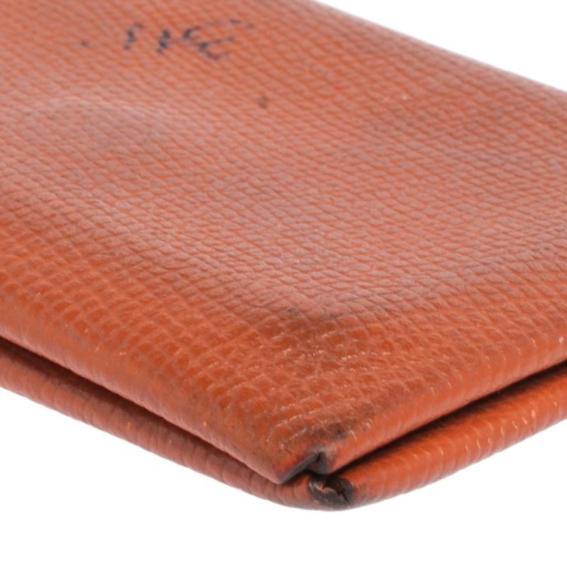 Hermès Orange Epsom Leather Calvi Card Holder For Sale 1