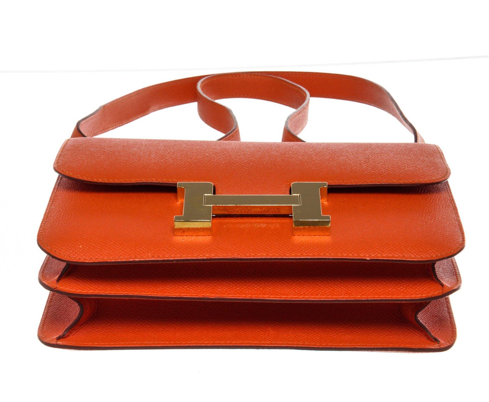 Red Hermes Orange Epsom Leather Constance 24cm Shoulder Bag