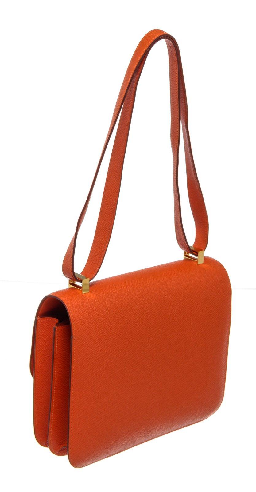 Hermes Orange Epsom Leather Constance 24cm Shoulder Bag In Good Condition In Irvine, CA