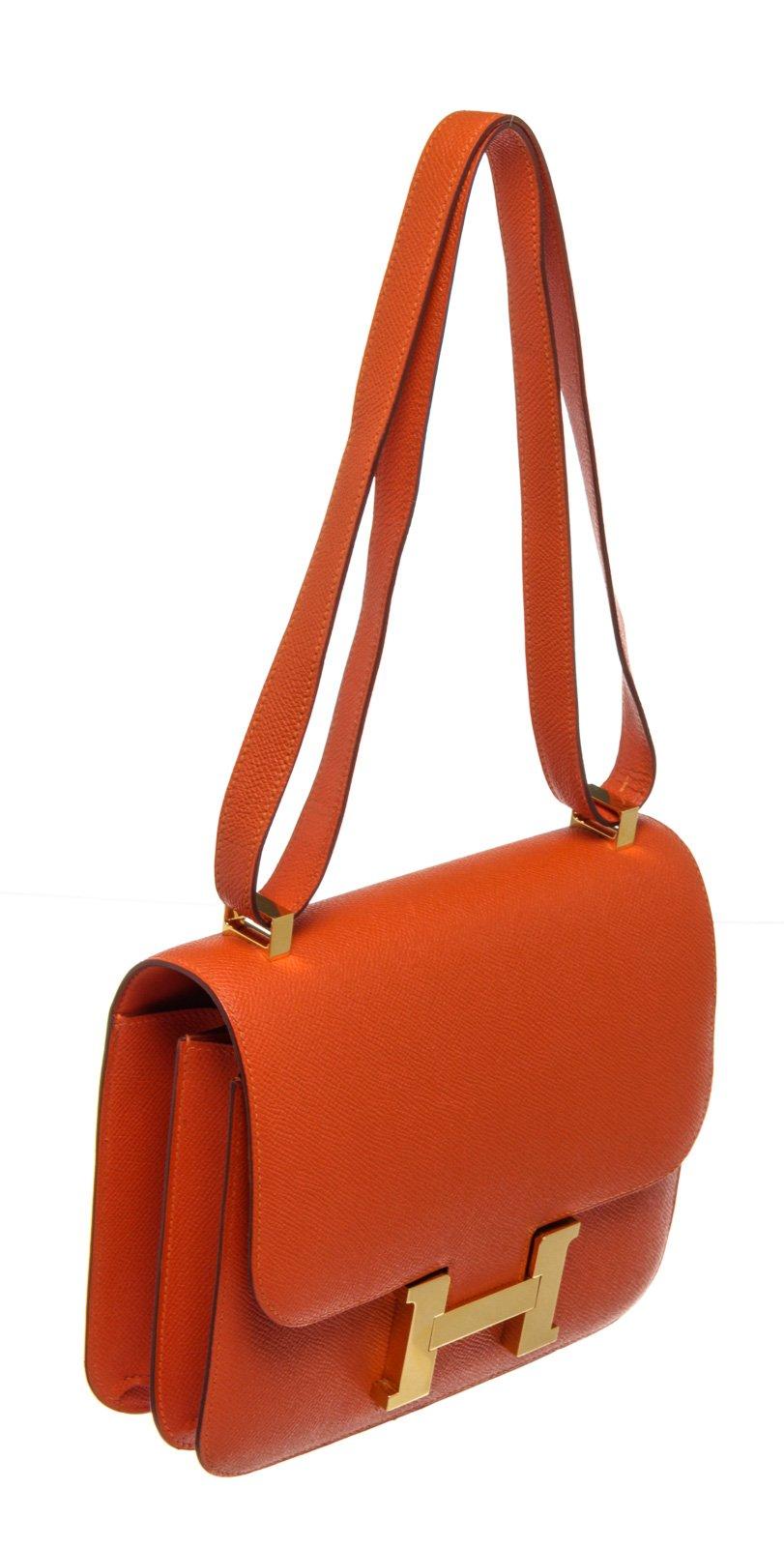 Women's or Men's Hermes Orange Epsom Leather Constance 24cm Shoulder Bag