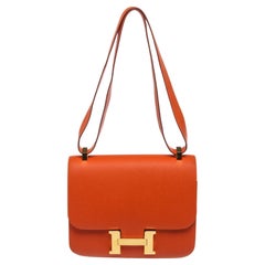 Hermes Orange Epsom Leather Constance 24cm Shoulder Bag