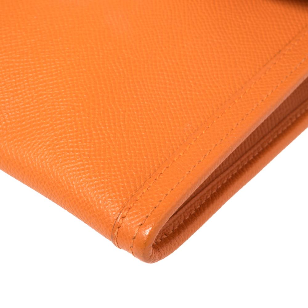 Hermes Orange Epsom Leather Elan Jige 29 Clutch 1