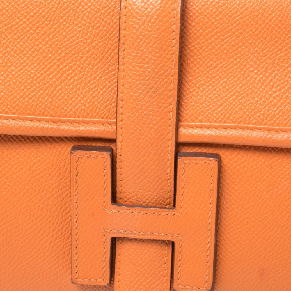 Hermes Orange Epsom Leather Elan Jige 29 Clutch 5