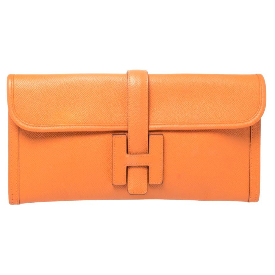 Hermes Orange Epsom Leather Elan Jige 29 Clutch