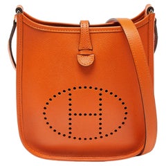 Used Hermès Orange Epsom Leather Evelyne TPM Bag