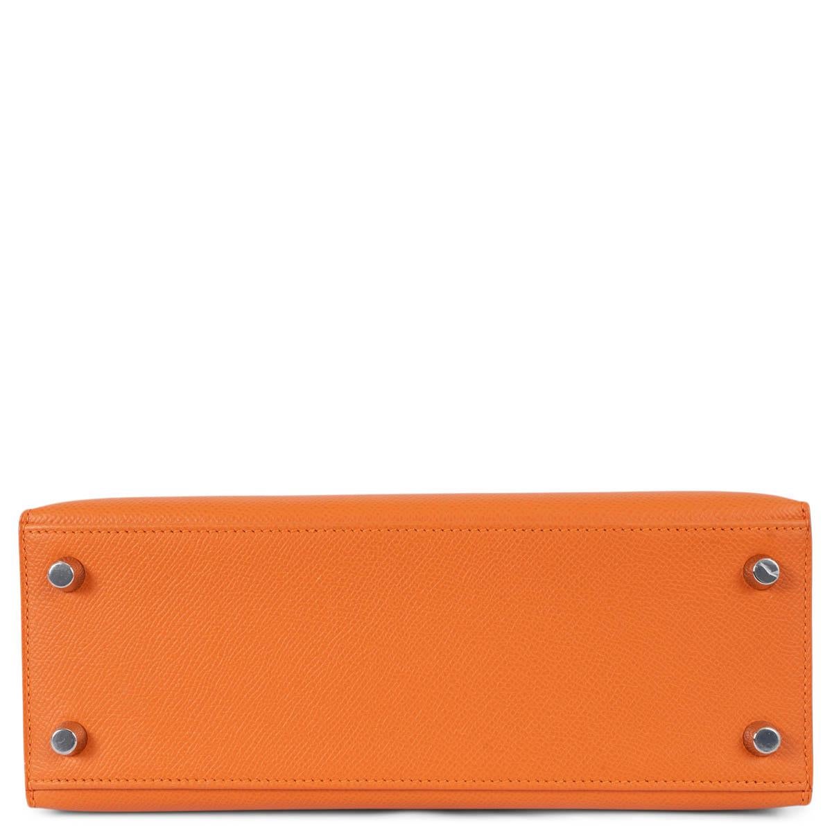 Women's HERMES orange Epsom leather KELLY 25 SELLIER Bag Phw For Sale