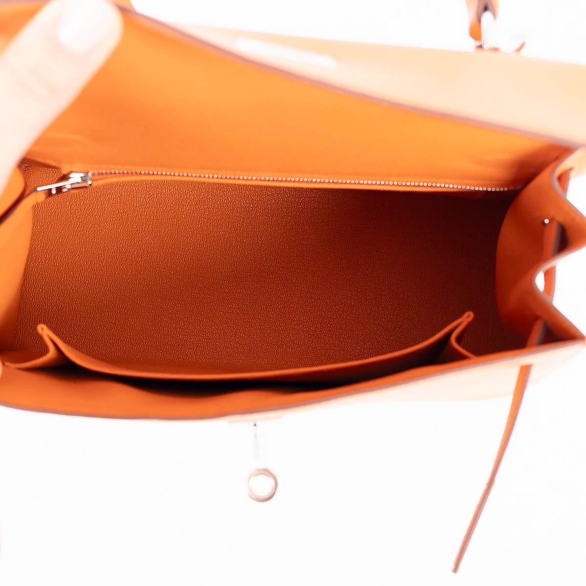 HERMES orange Epsom leather KELLY 25 SELLIER Bag Phw For Sale 1
