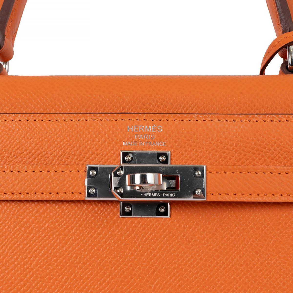 HERMES orange Epsom leather KELLY 25 SELLIER Bag Phw For Sale 2