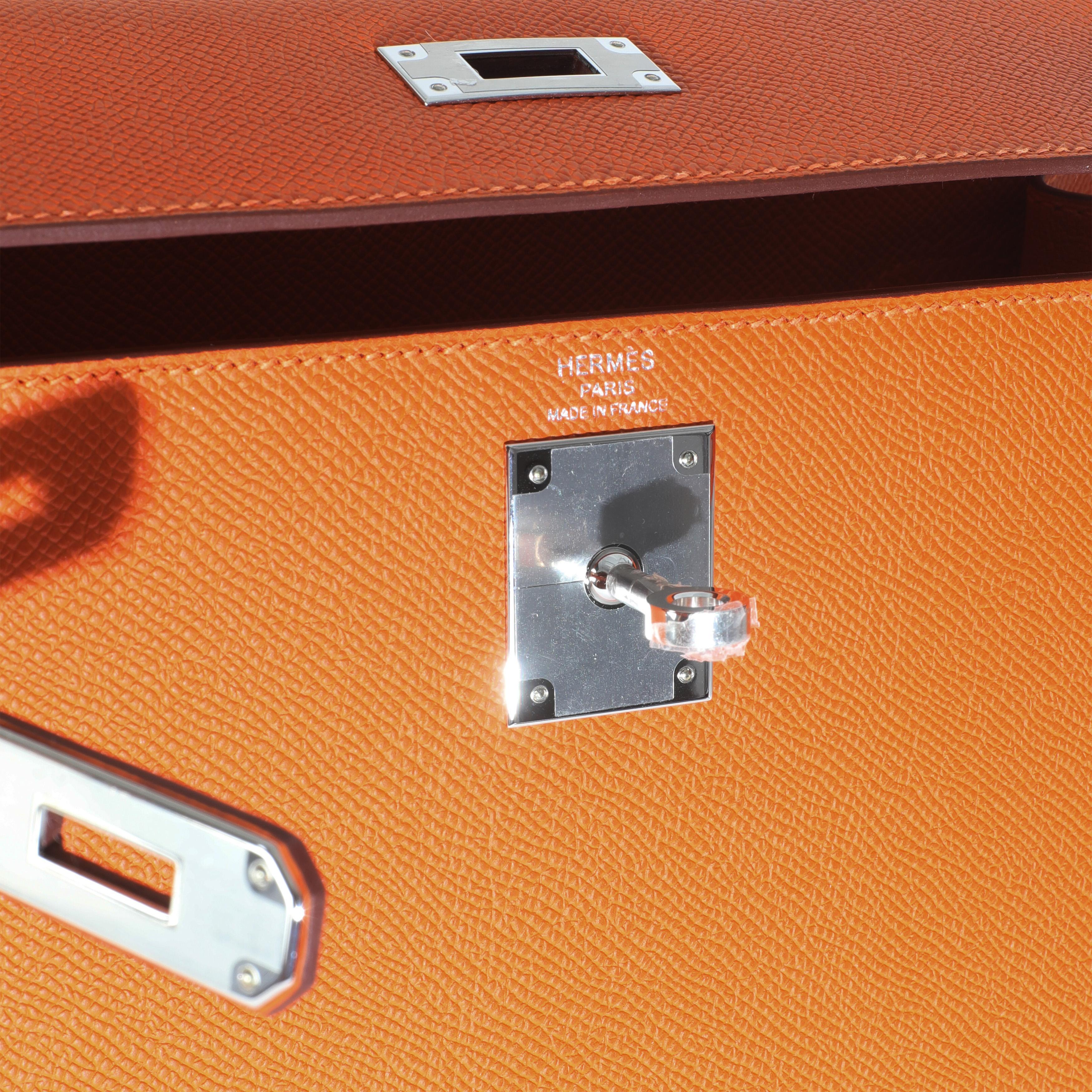 Hermès Orange Epsom Sellier Kelly 28 PHW For Sale 2