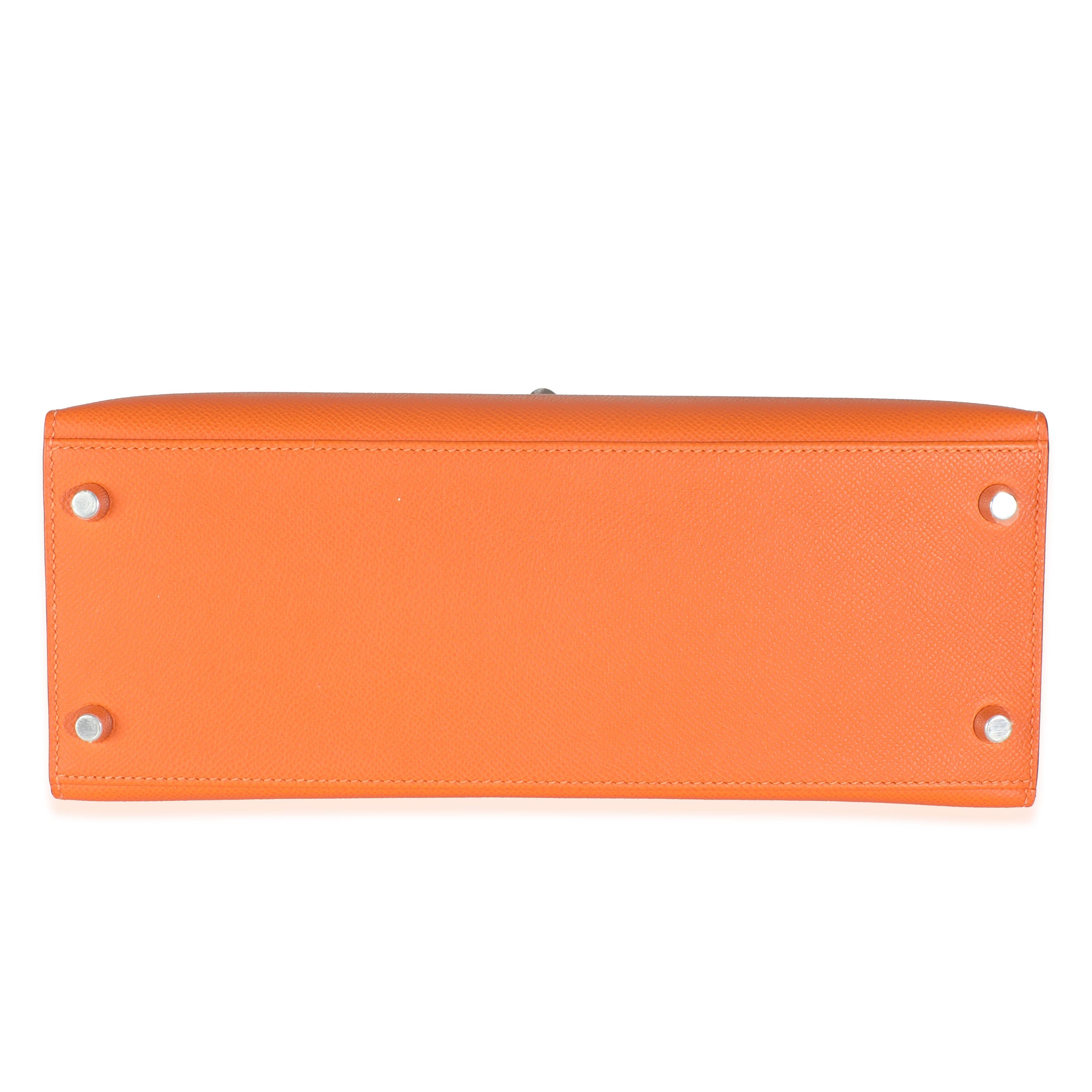 Hermès Orange Epsom Sellier Kelly 28 PHW For Sale 4