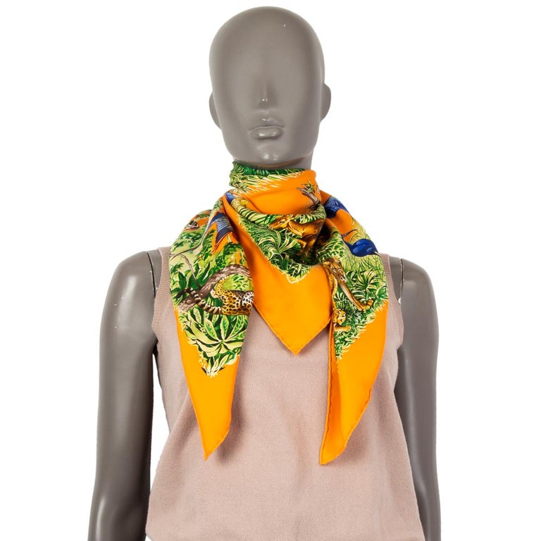 Hermes orange EQUATEUR 90 silk WASH Scarf at 1stDibs hermes equateur