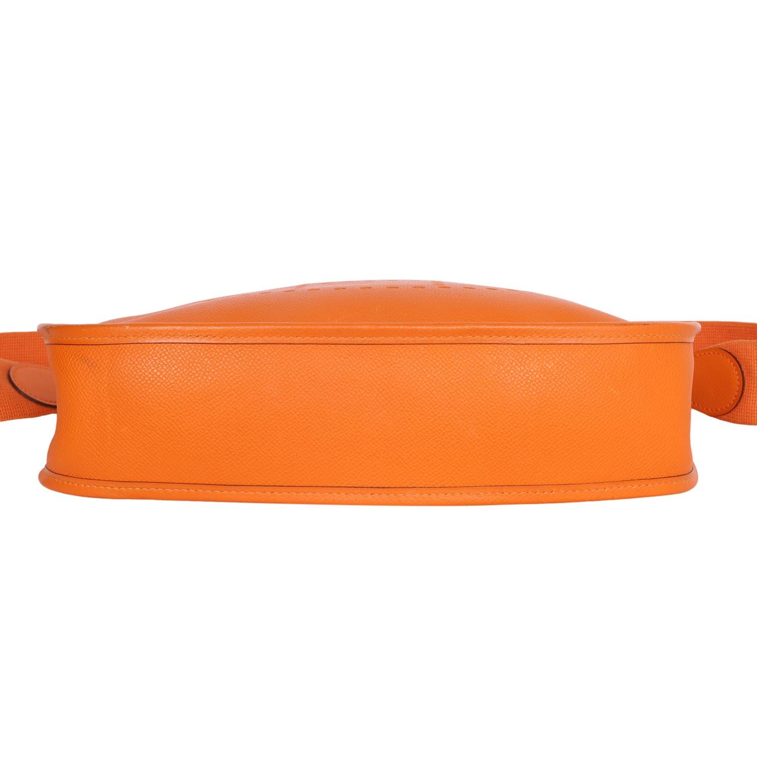 Hermes Orange Evelyne I Leather Shoulder Bag For Sale 6