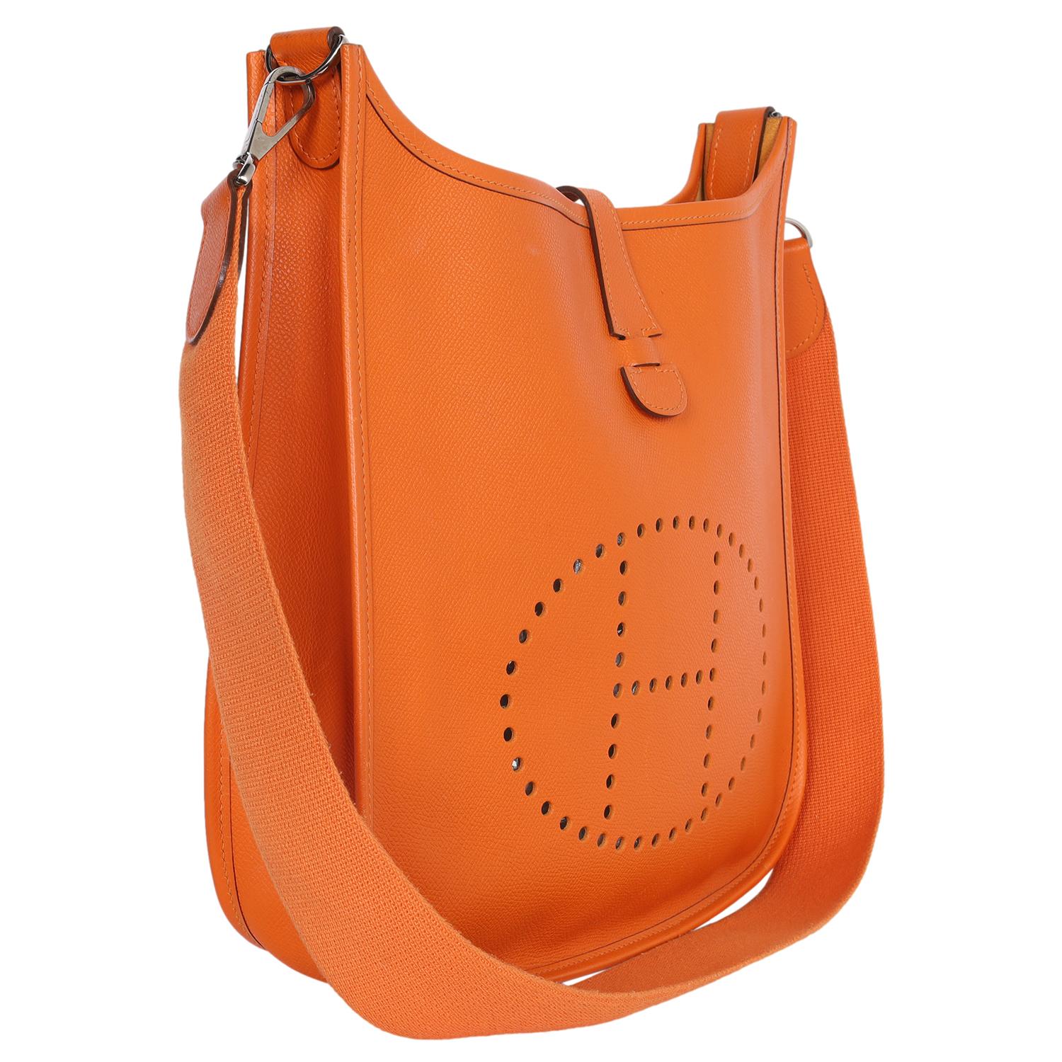 Women's Hermes Orange Evelyne I Leather Shoulder Bag For Sale