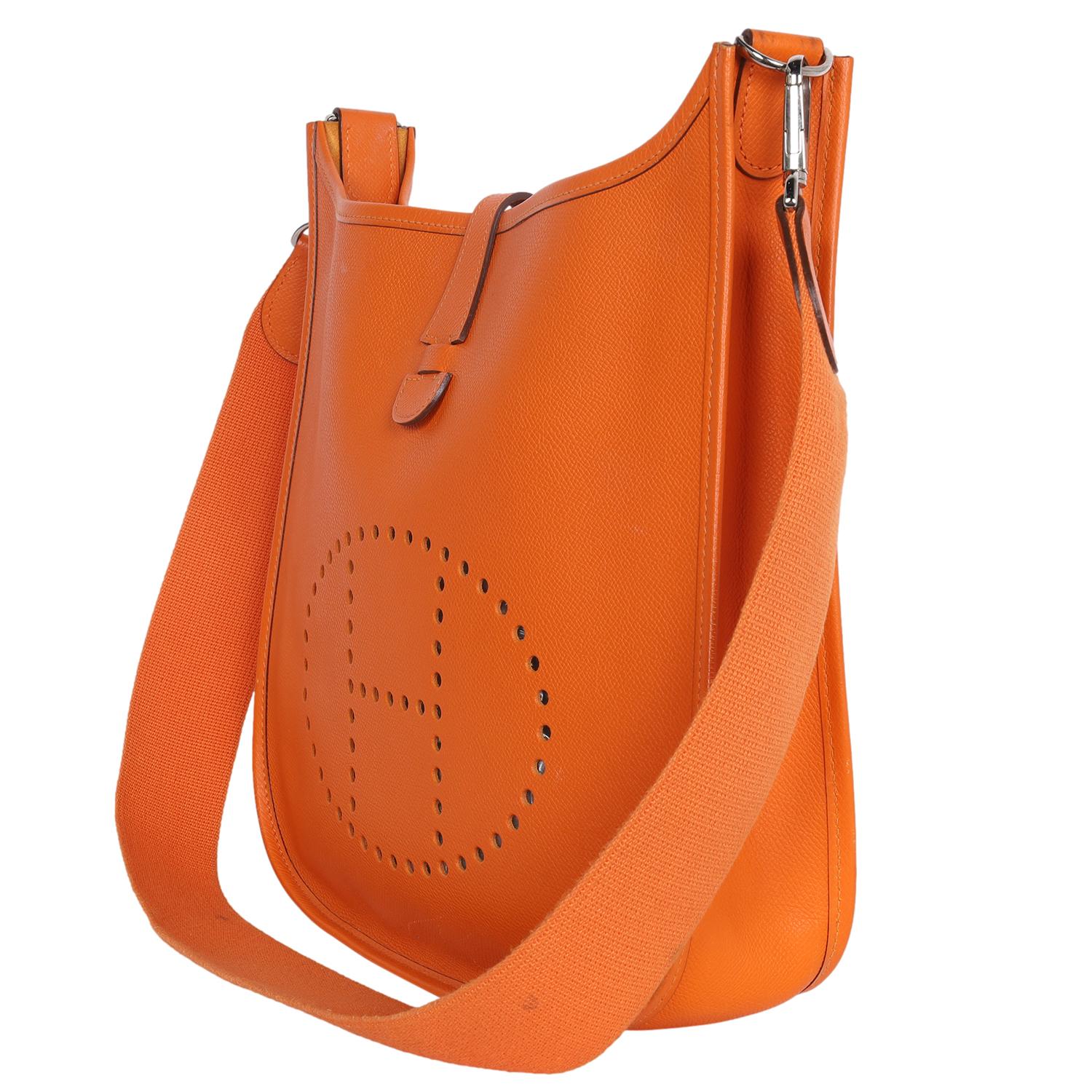 Hermes Orange Evelyne I Leather Shoulder Bag For Sale 1