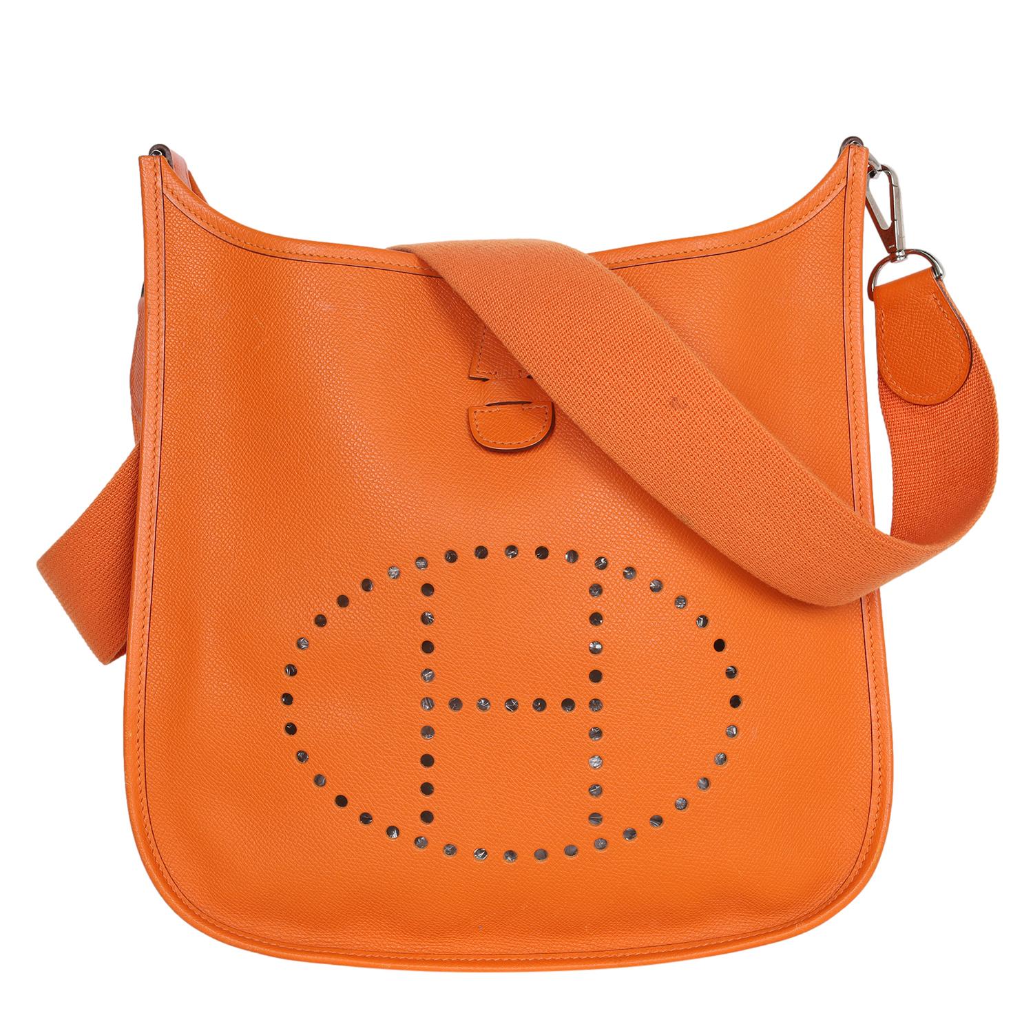 Hermes Orange Evelyne I Leather Shoulder Bag For Sale 2