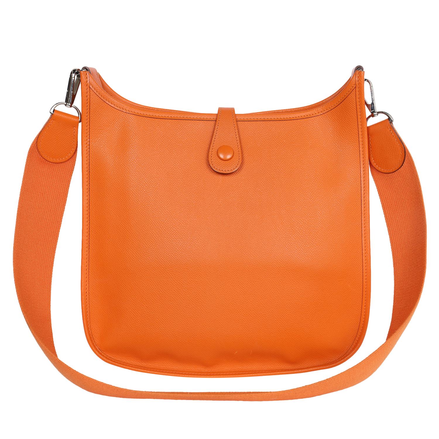 Hermes Orange Evelyne I Leather Shoulder Bag For Sale 3