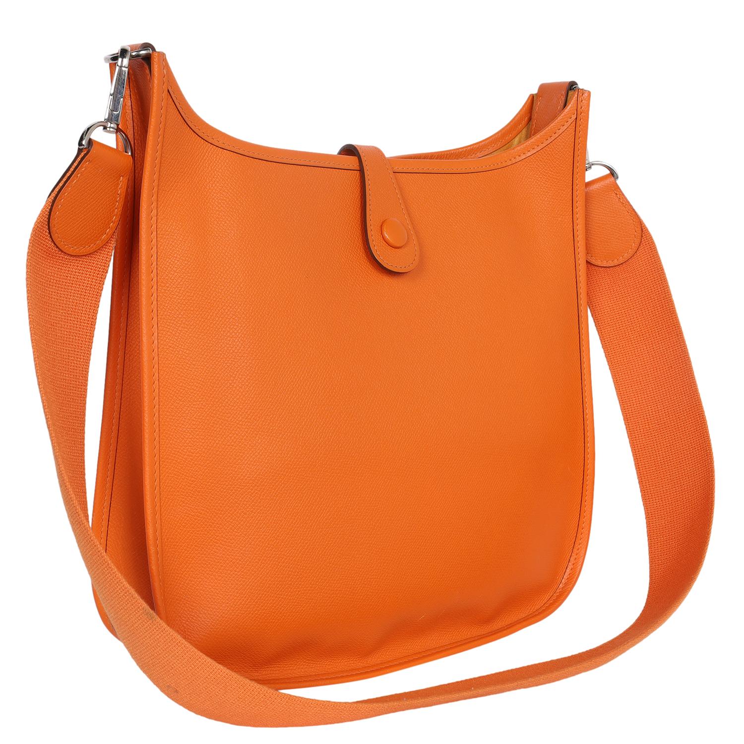 Hermes Orange Evelyne I Leather Shoulder Bag For Sale 4