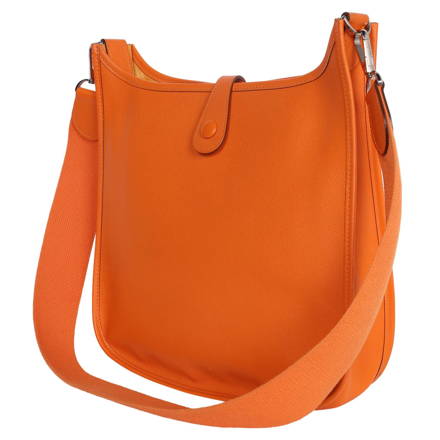 Hermes Orange Evelyne I Leather Shoulder Bag For Sale 5