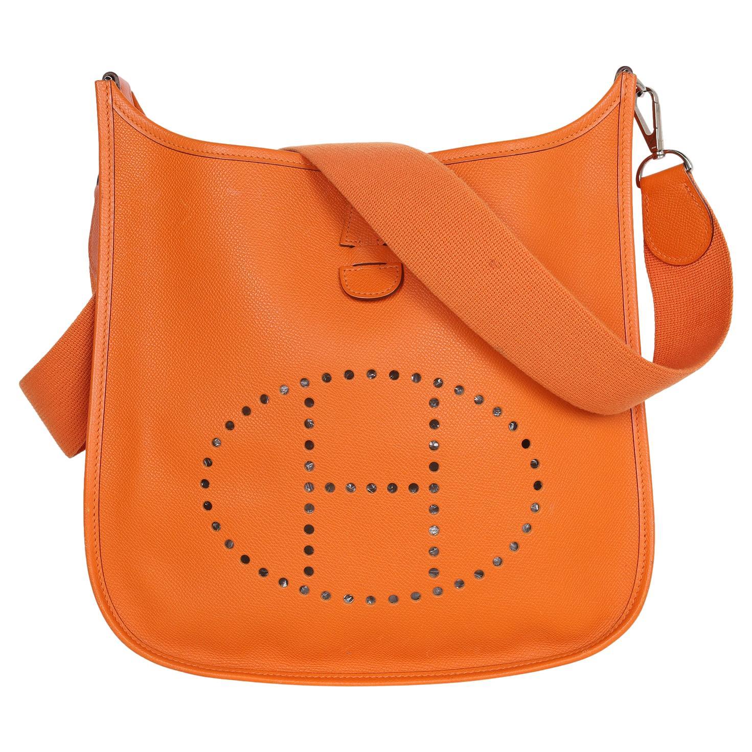 Hermes Orange Evelyne I Leather Shoulder Bag For Sale