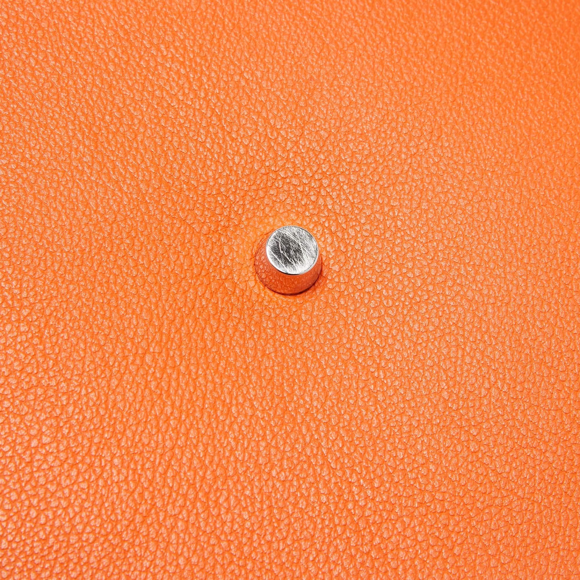 Hermes Orange Evercolor Leather Palladium Finish Lindy 30 Bag For Sale 3
