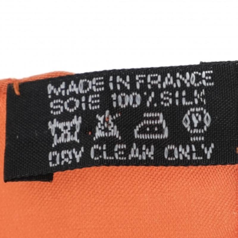 Men's Hermès Orange Faconnee Grand H Silk Pocket Square For Sale