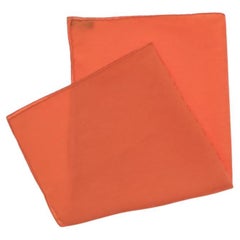 Hermès Orange Faconnee Grand H Silk Pocket Square