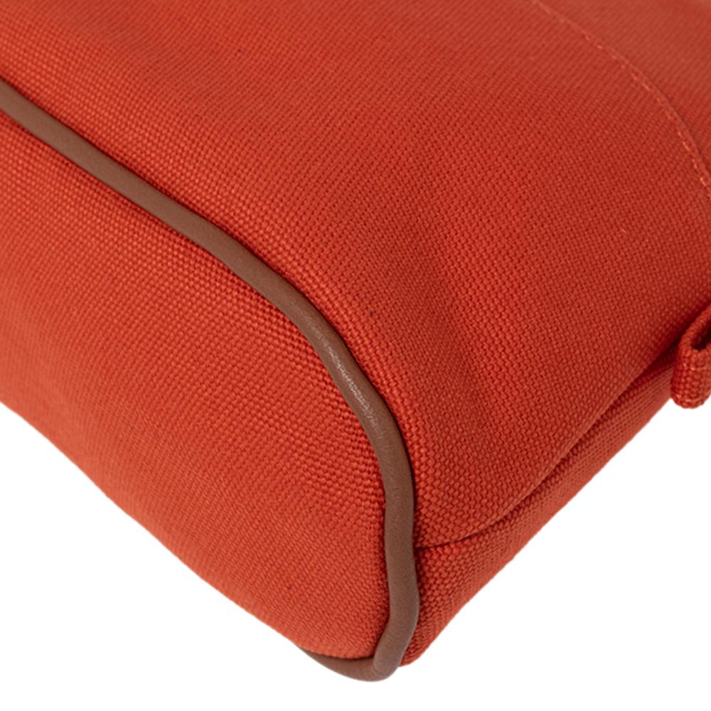Hermes Orange Feu Canvas Bolide Mini Travel Case 2