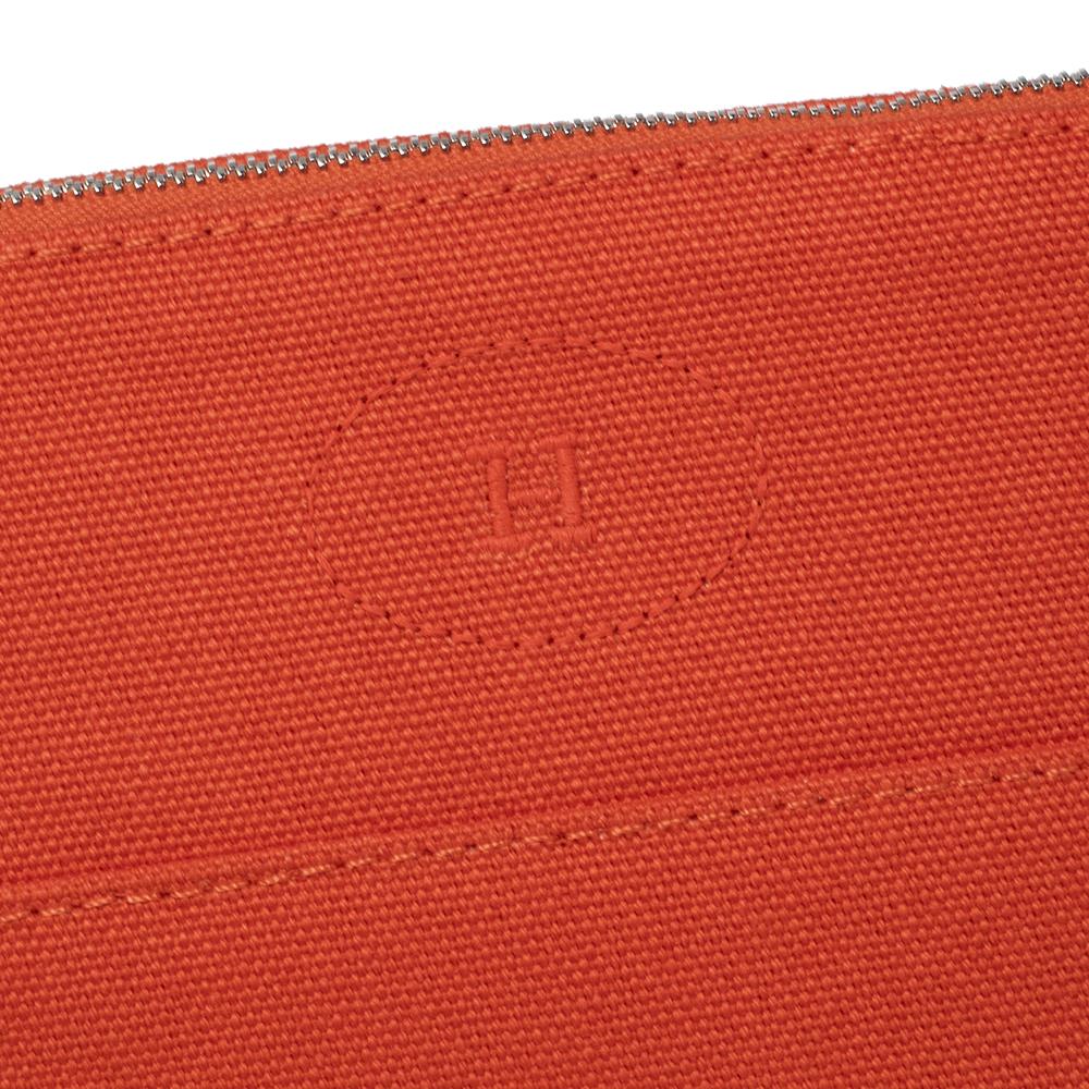 Hermes Orange Feu Canvas Bolide Mini Travel Case 3