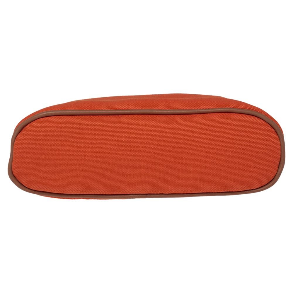 Women's Hermes Orange Feu Canvas Bolide Mini Travel Case
