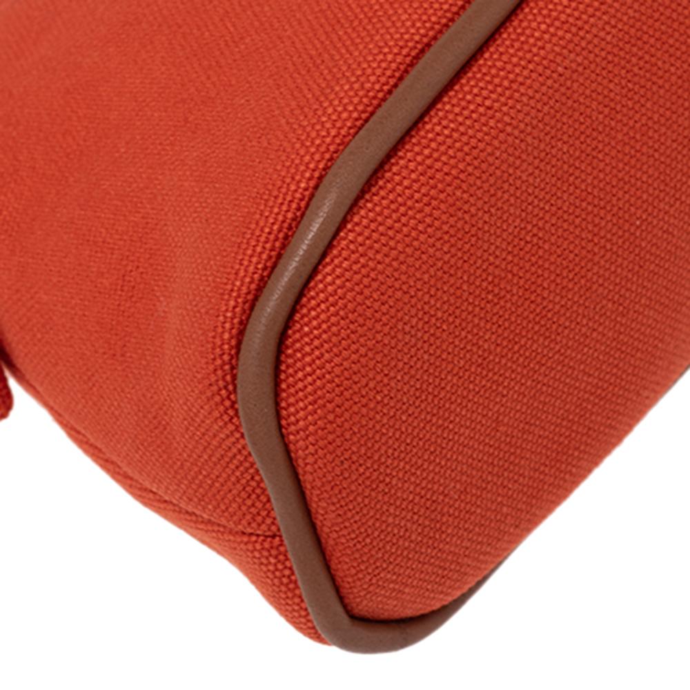 Hermes Orange Feu Canvas Bolide Mini Travel Case 1