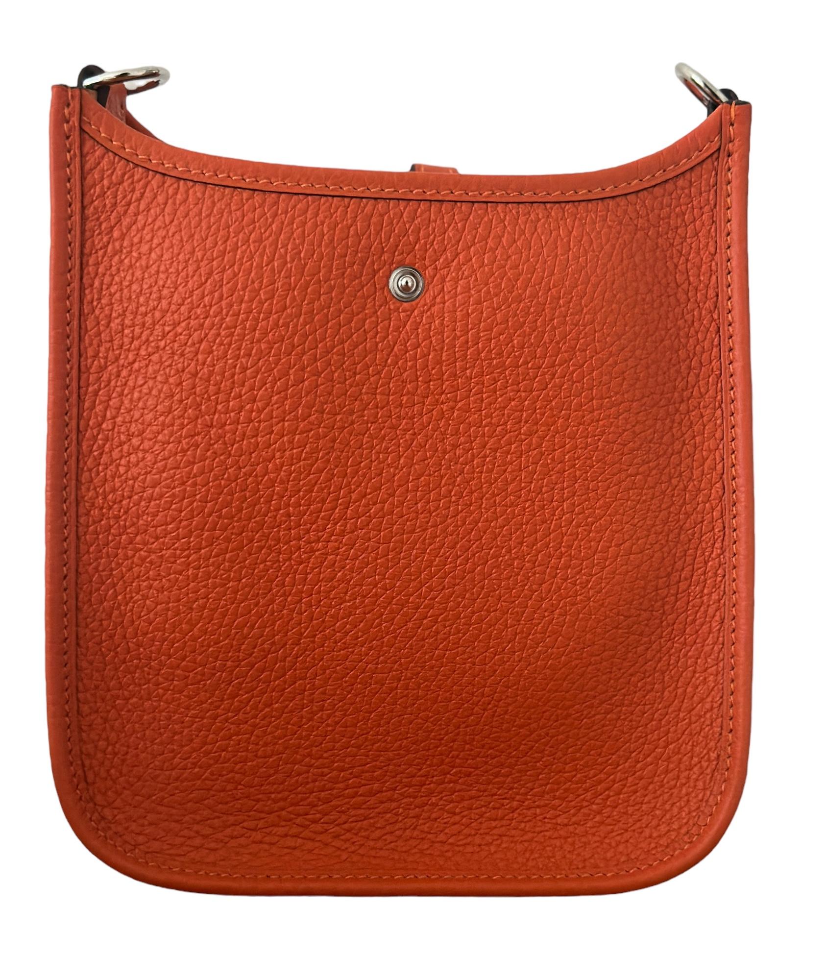 Women's or Men's Hermès Orange Feu Evelyne Tpm Palladium Hardware New