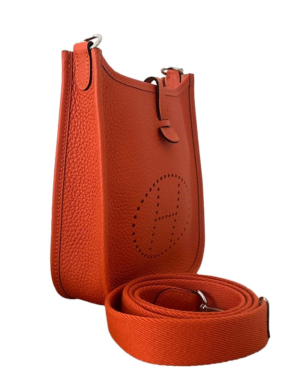 Hermès Orange Feu Evelyne Tpm Palladium Hardware Neu 1