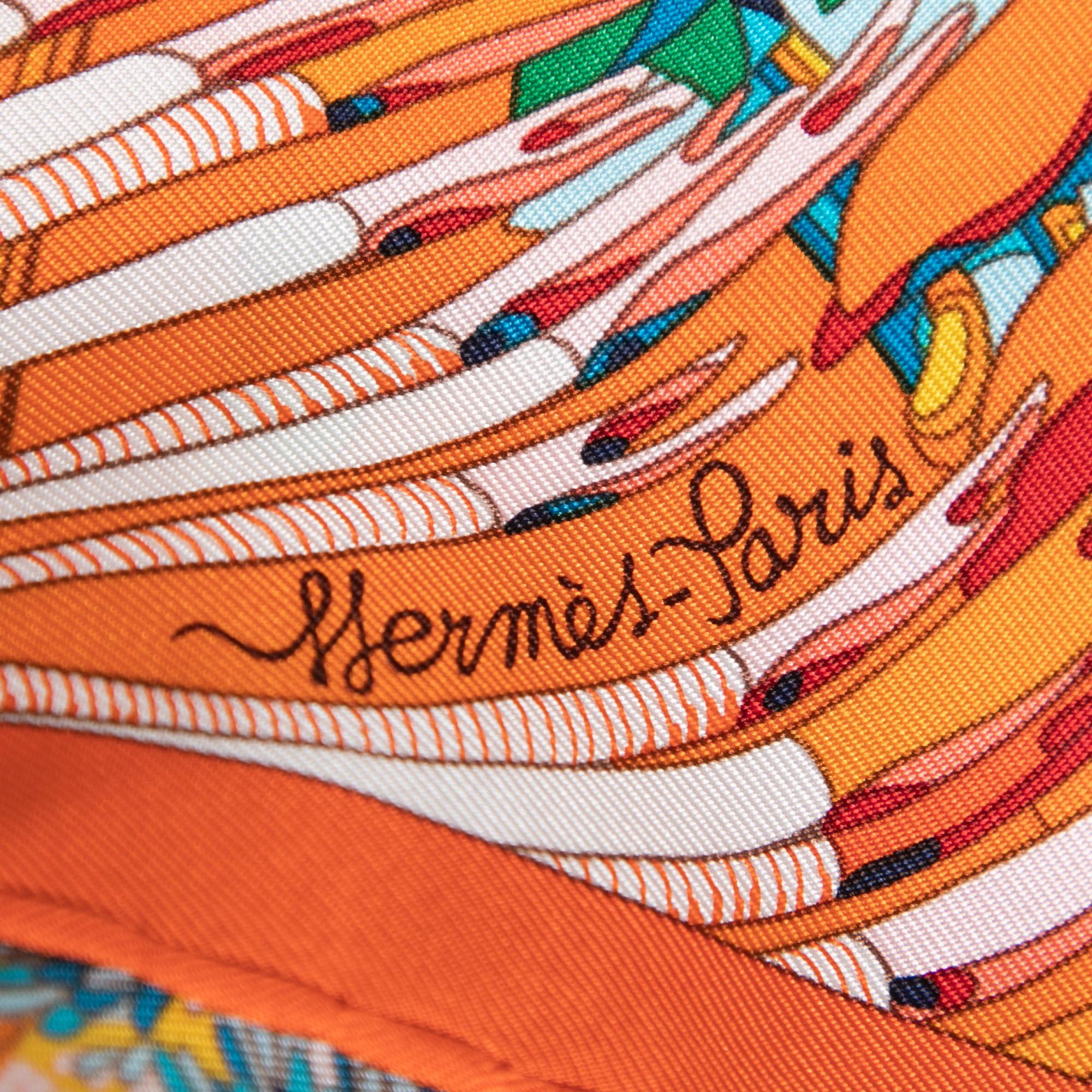Women's Hermès Orange Foliage Print Silk Scarf
