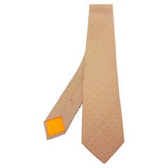 Hermès - Cravate slim en soie imprimée Glenan Twillbi - Orange