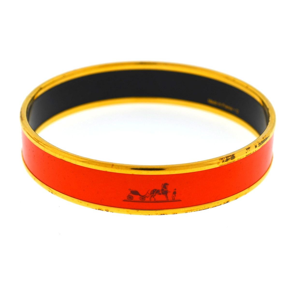 Company - HERMES
Style - Orange Gold Tone Bangle Bracelet
Metal - Mixed Metal - 0.5