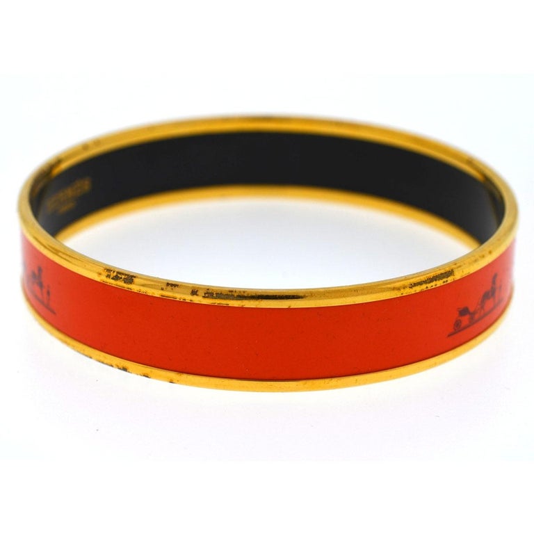 Hermès Orange Gold Tone Bangle Bracelet at 1stDibs hermes orange