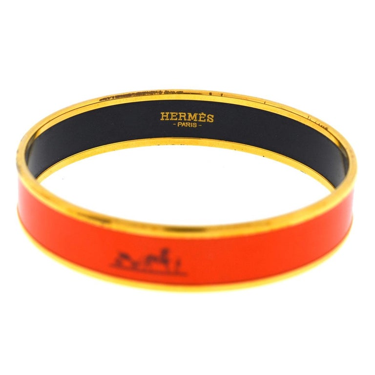 Hermès Orange Gold Tone Bangle Bracelet at 1stDibs hermes orange