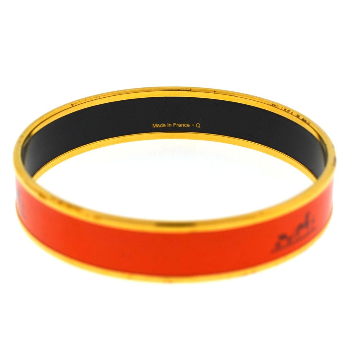 Hermès Orange Gold Tone Bangle Bracelet 2