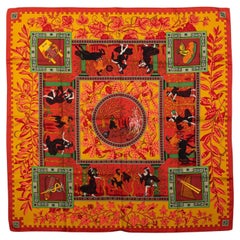 Hermès Orange Griechische Szene Seidenschal