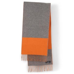 HERMES orange grey cashmere CASAQUE Muffler Scarf