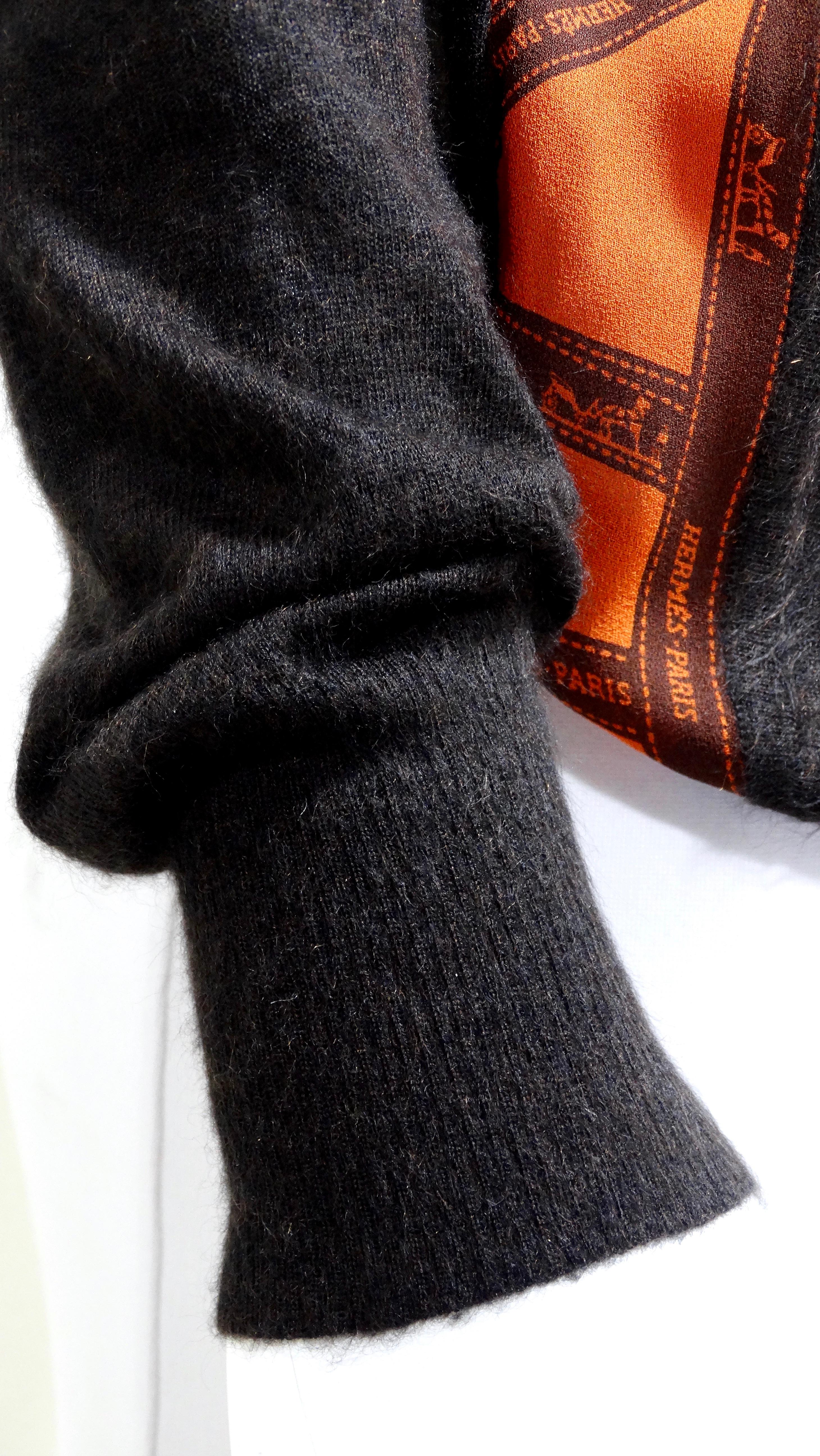 Hèrmes Orange/Grey Ribbon Print Knit Top In Excellent Condition In Scottsdale, AZ