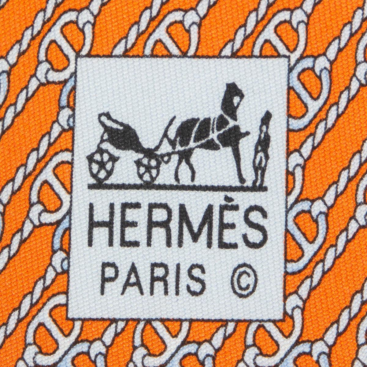  Cravate CHAINE D'ANCRE HERMÈS en sergé de soie orange et gris Pour femmes 