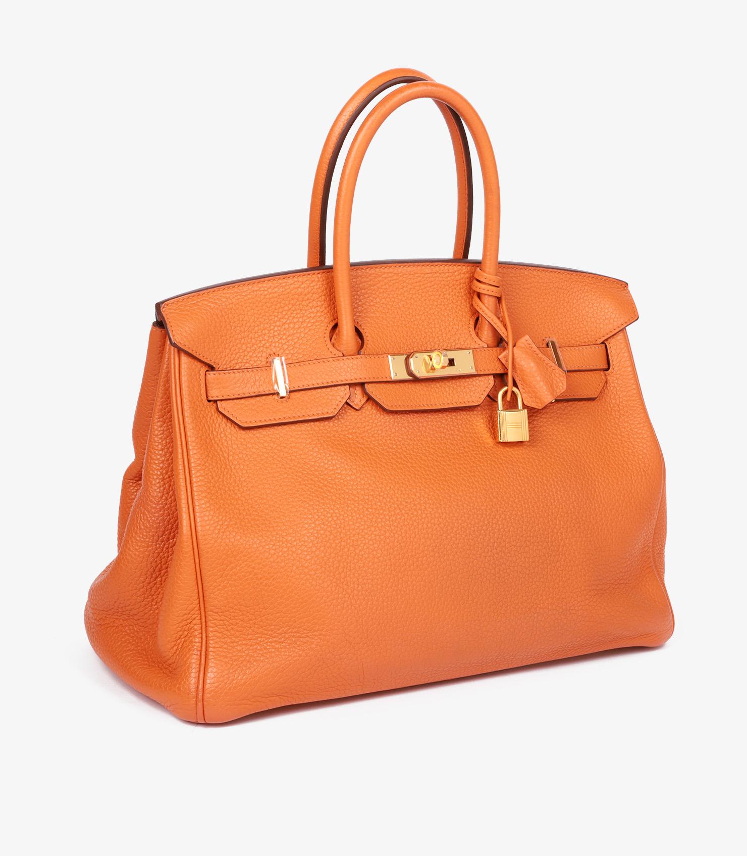 Hermès Orange H Clemence Leather Birkin 35cm Retourne In Excellent Condition In Bishop's Stortford, Hertfordshire