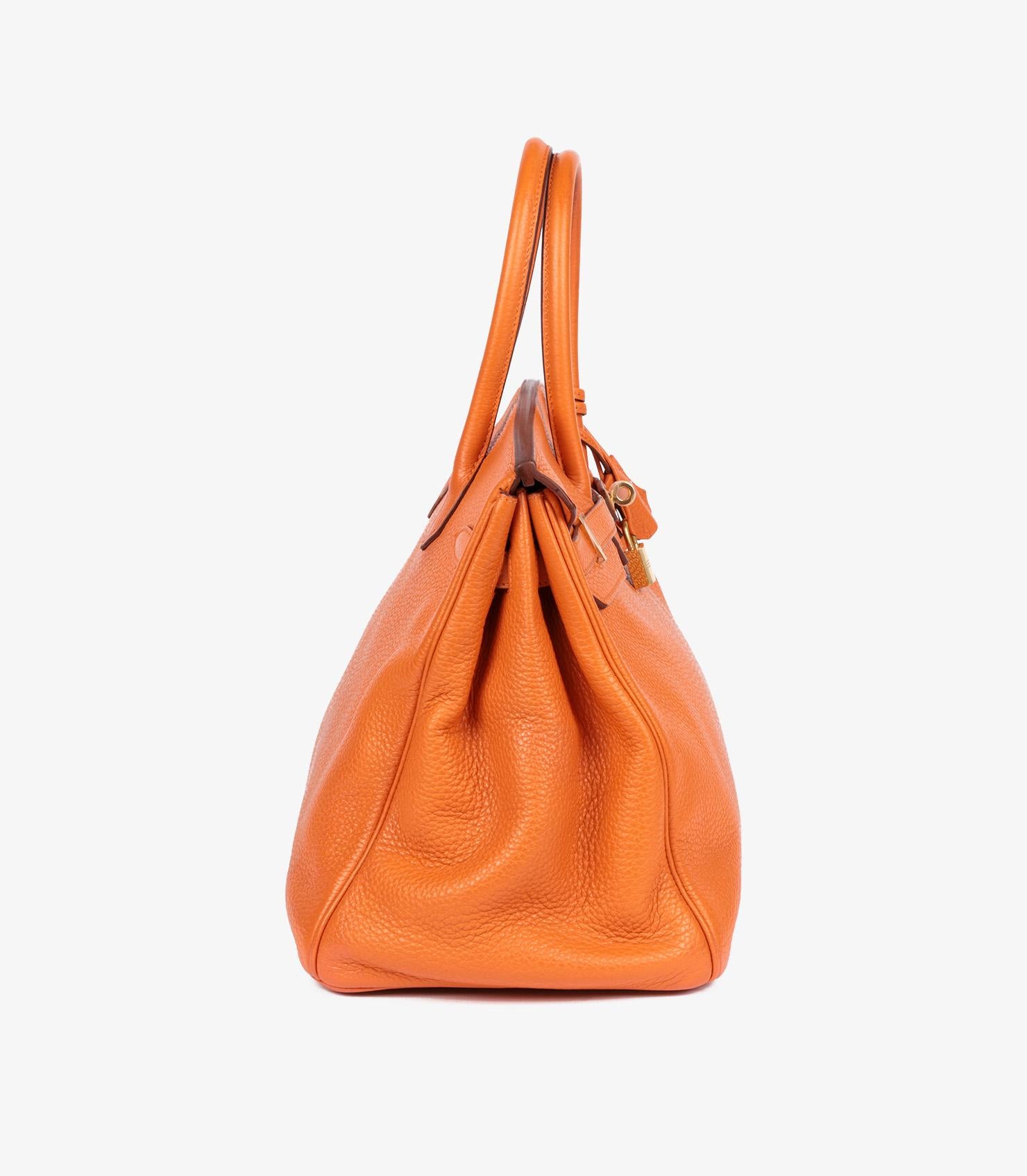 Women's or Men's Hermès Orange H Clemence Leather Birkin 35cm Retourne