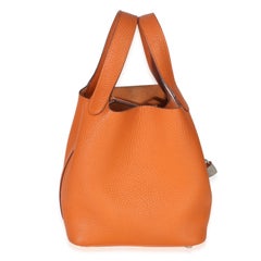 Hermès Orange H Clemence Picotin Lock 18 PHW